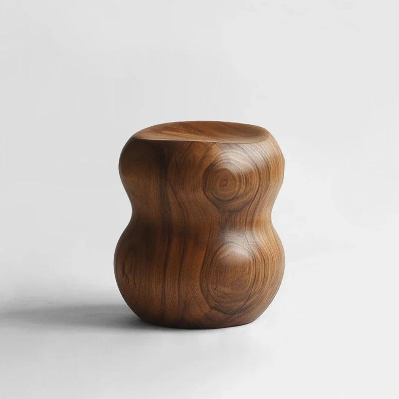 Modern minimalist solid wood pier low stool home living room log edge