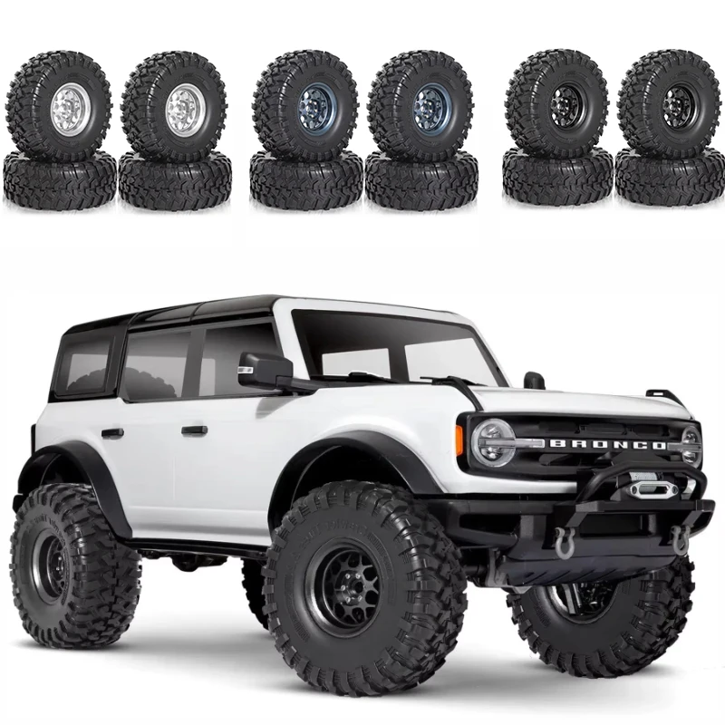 

4PCS 135mm Metal 2.2" Beadlock Wheel Rim Tire Set, Fit 1/8 1/10 RC Crawler Cars like Axial SCX10, Traxxas TRX4