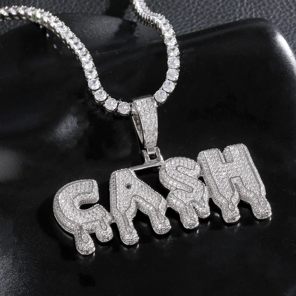 

Пользовательский кулон с буквами в виде капли воды, полный зубец, роскошное ожерелье с кубическим цирконием, очаровательное колье в стиле хип-хоп, подарок для мужчин и женщин