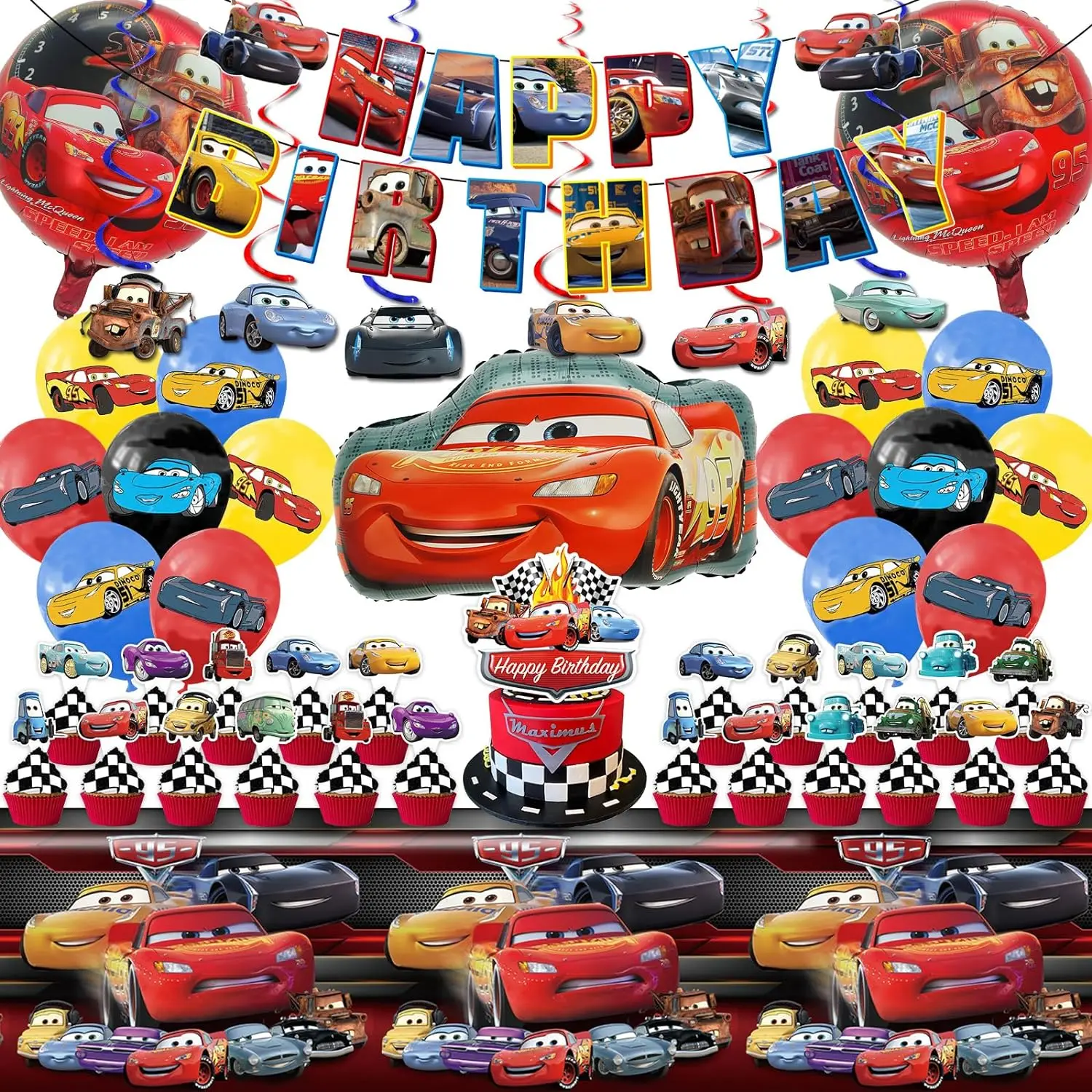 Disney Lightning Mcqueen Party Decorações, Balões Foil, Louça descartável, Toalhas de mesa, Pratos, Copos, Baby Shower, Carros, Novo