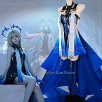 Wuthering Waves Cartethyia Fleurdelys Cosplay Wuwa Dress Wig Horn Costume Game Event Clothes Women Halloween Upgraded Version