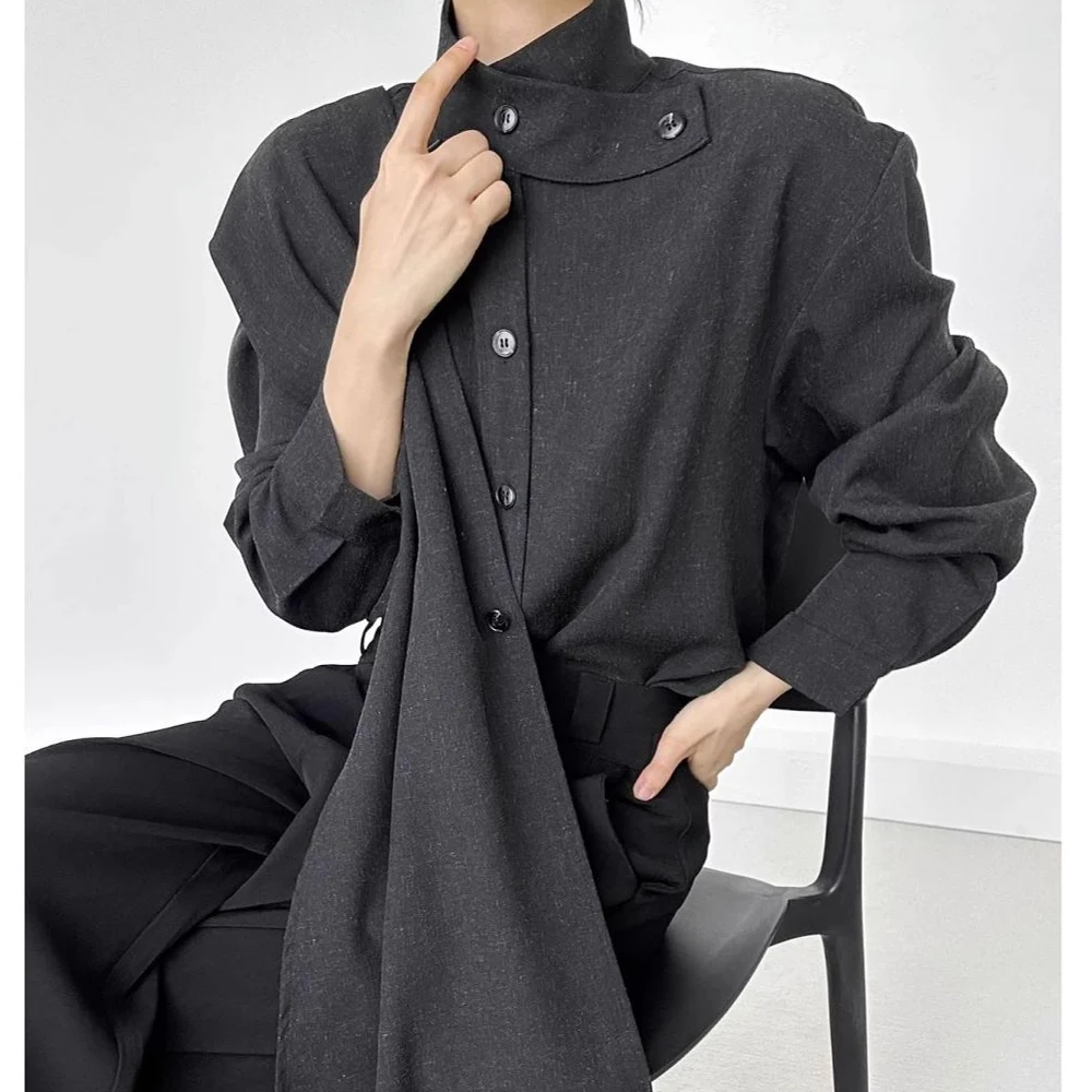 

Men's Asymmetric Avant-Garde Shirt High Street Fashion Long Sleeve Irregular Design Casual Top 2026 New