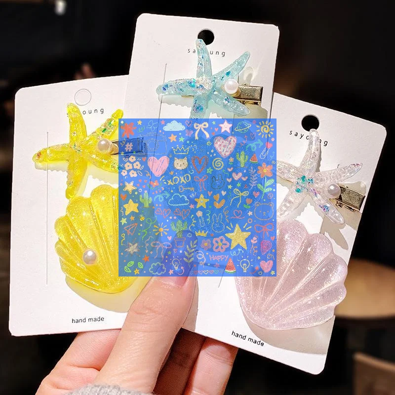 2PCS Elegant Starfish Star Shell Hair Clips Cute Hairpin Duckbill Clip For Ladies Summer Beach Holiday Party Hair Accessories