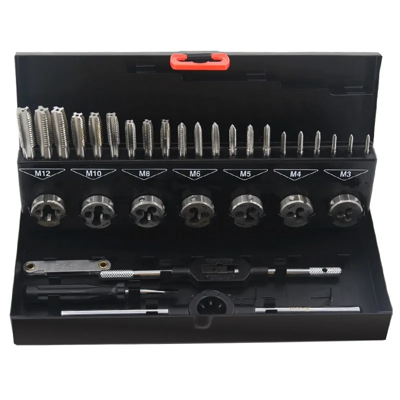 Metric Tap & Round Die Set, Manual Tapping Wrench Kit, Hand Tool for Thread Cutting & Thread Restoration