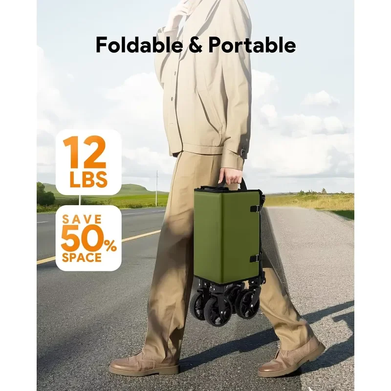 STLF Foldable Camping Wagon with Extendable Tailgate , Compact Storage, Ideal for Camping Trips & Outdoor Gear Transport