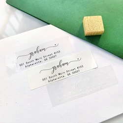 48pcs 20X70mm Customization Address Sticker Gift Tags Transparent Stickers Wedding Notice Letter Name Address Sticker