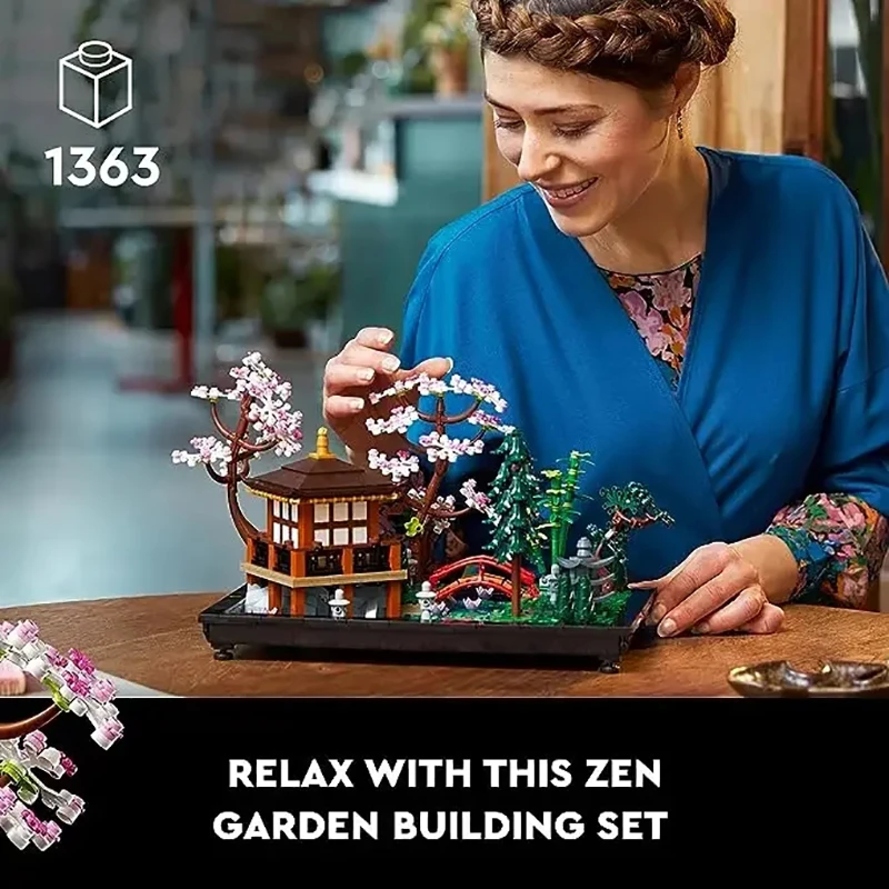 Icons Japanese Zen Tranquil Garden 10315 Creative Building Blocks Set Bricks Adults Toys Children Christmas Gift Home Decoration