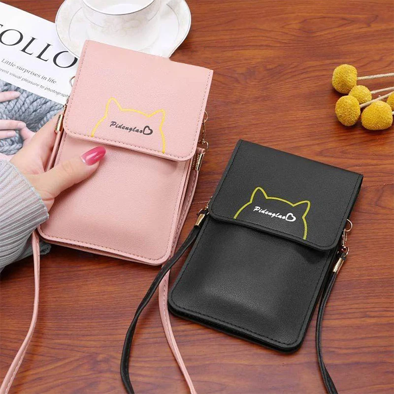 Cartera cruzada con pantalla táctil para mujer, billetera pequeña con hebilla Retro, novedad