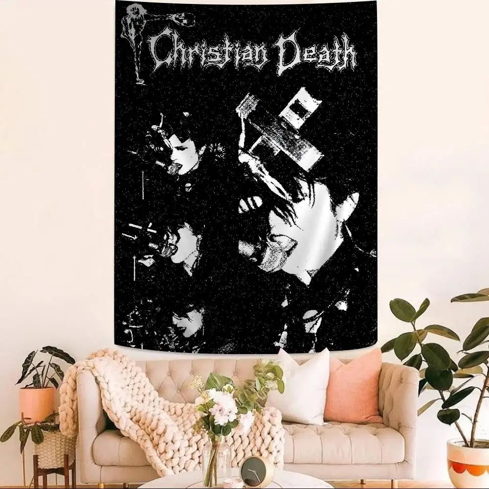 Christian Death Deathrock Band Printed Large Wall Tapestry Indian Buddha Wall Decoration Witchcraft Bohemian Hippie Wall Art