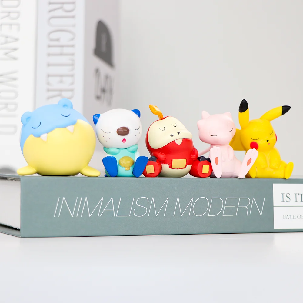 5pcs/Sets Pokemon Maushold Tatsugiri Figures Toys Sleeping Eevee Gengar Lucario Piplup Action Figuries Model PVC Dolls view 3