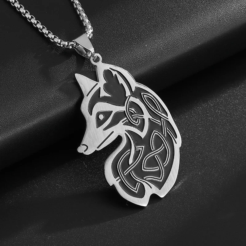 Fashionable Odin Fox Celtic Animal Wolf Necklace Men's Personalized Simulation Animal Totem Good Luck Pendant Jewelry