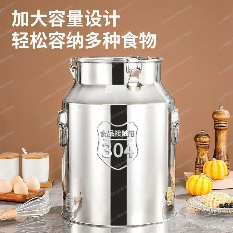 5L Diameter 17 Height 24Stainless Steel Sealed BaRrel Sealed BarrEl Food Grade Fully Enclosed Rice BArrel Commercial
