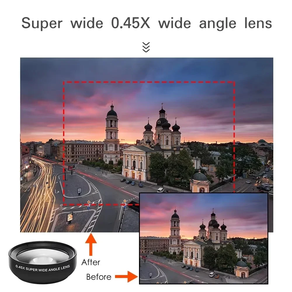 TIDOVE 2 IN 1 Lens Universal Clip 37mm Mobile Phone Lens Professional 0.45x 49uv Super Wide-Angle + Macro HD Lens For iPhone 13