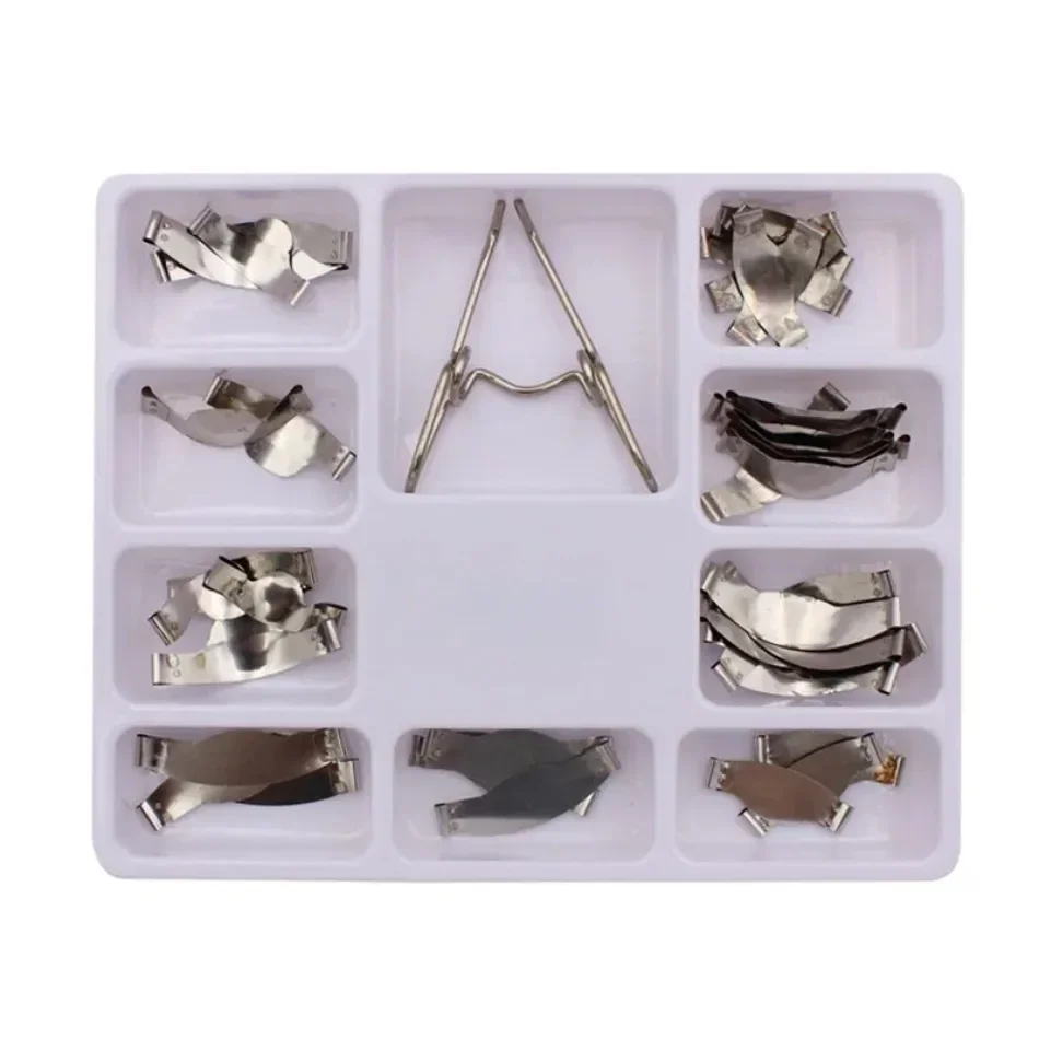 36Pcs/Pack Dental Saddle Contoured Metal Matrices Matrix Universal Kit with Spring Clip 1.330 Dentistry Lab Equipment