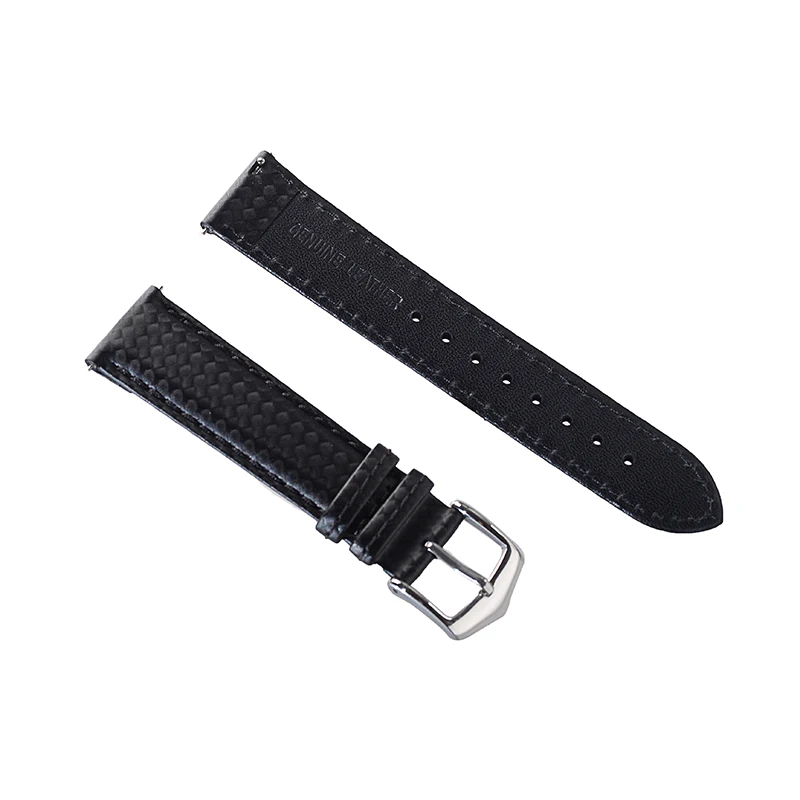 20mm 22mm Carbon Fiber pattern Leather Mens black Watchband For Universal Brand Watch Strap