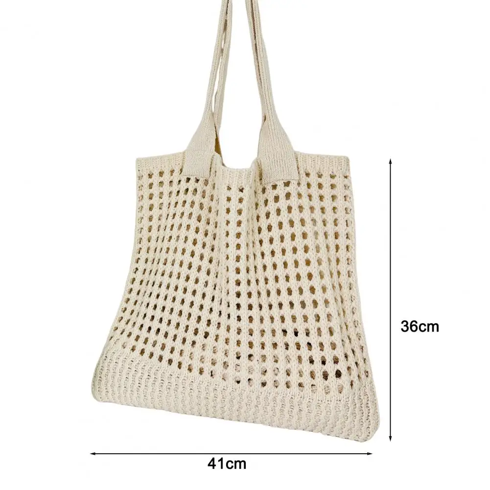 Summer Beach Bag For Women Beach Tote Bag Shoulder Knit Bag Travel Crocheted Hollow Out Elastic Ladies Fashion Handbag