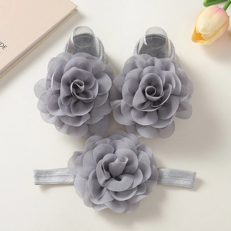 Spring Baby Sweet Girls Princess Headbands Socks Set Lace Flower Newborn Headbands Elastic Socking Hair Bands Hair Accessories