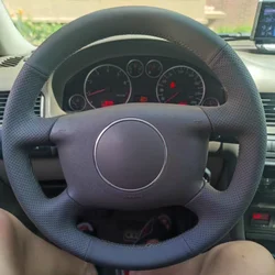 Car Steering Wheel Cover Black Artificial Leather For Audi A2 (8Z) A6 (C5) Avant A8 (D2) S4 2003-2005 Auto Interior Accessories