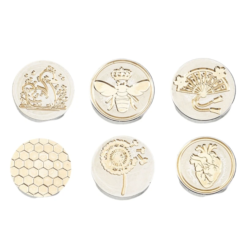 2024 New 6 Pcs Leaf Sealing Wax Stamp Bees Wax Seal Stamp Brass Head Flowers Seal Stamp for Scrapbooking Invitations Decoration