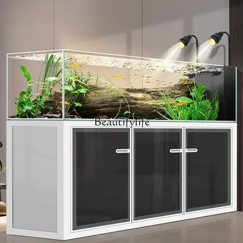 

Stream tank Ultra-white native wild mining landscaping Bottom filter Living room Lanjiluo fish tank Aquatic plant tank53
