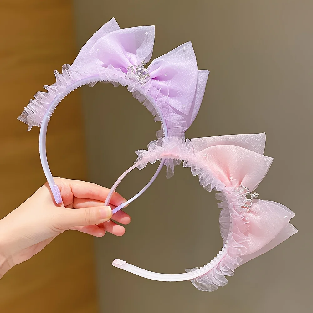 1/2 pieces of sweet crown headband, super fairy kidsren\'s cute bow lace headband hair accessories, little princess super cute he