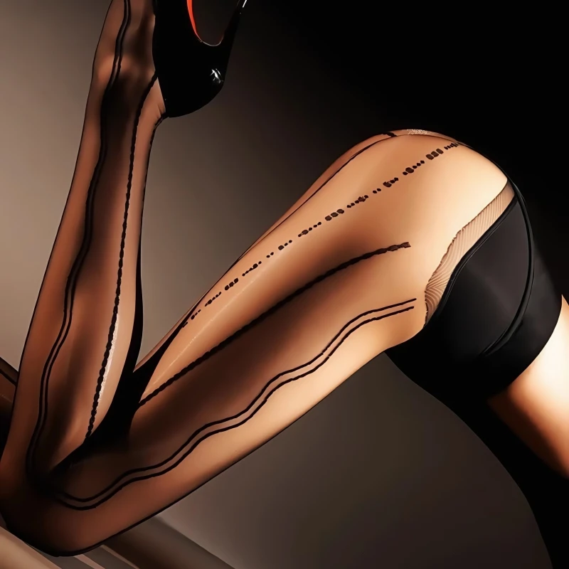 Fashion Sexy Wave Stripe Patterned Pantyhose Oil Shiny Glossy Party Club Medias Women Ultra Thin Transparent Nightwear Underwear