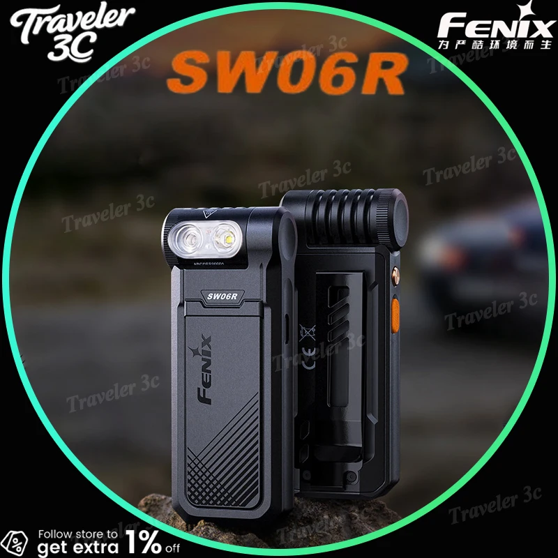 Fenix Sw06R Magnetic Cap Clip Light 500 Lm Uv Red Blue Flash Work Flashlight For Outdoor Patrol Operation Outdoor Charging Light