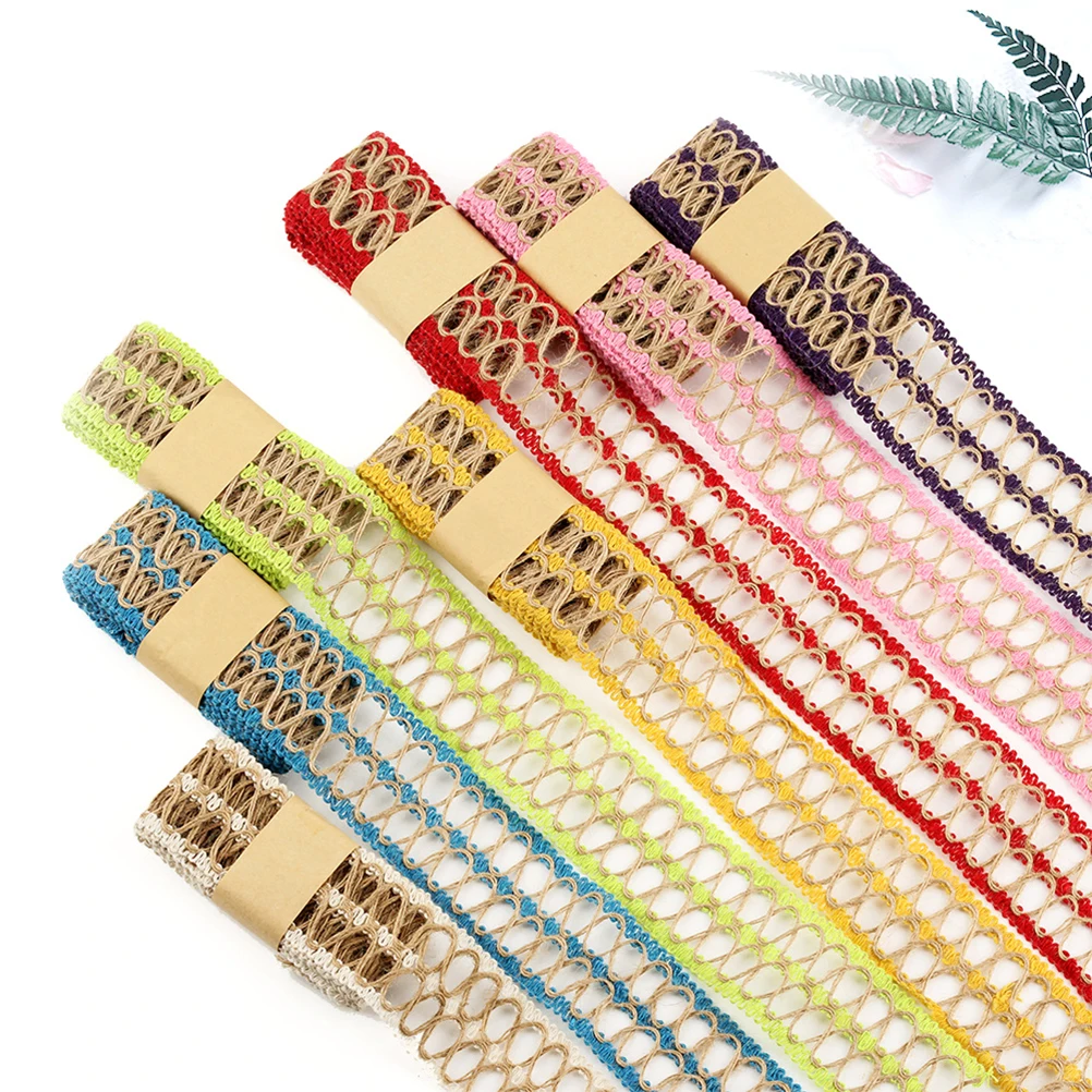

8PCS Jute Weaving 2Meter DIY Lace Craft Ribbon Craft Decor Wedding Home Room Diy Ribbon Office H made Sewing Supplies