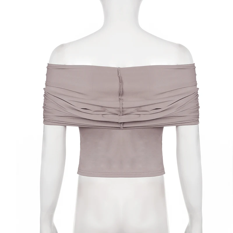 BIIKPIIK Hooded Slash Neck Solid Crop Tops For Women Casual Half Sleeve T-shirts Concise Basic Female Tees Grunge Trend Outfits