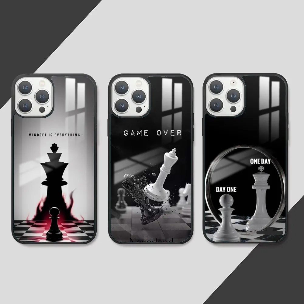 Competitive Chess Game Phone Case For iPhone 16 15 14 13 12 11 Pro Max Plus Mini PC Fashion High Quality mirror phone case