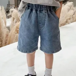 New Boys' Shorts 2024 Summer Outwear Children's Loose Pants Thin Jeans Baby Boys Casual Capris Children's Wear