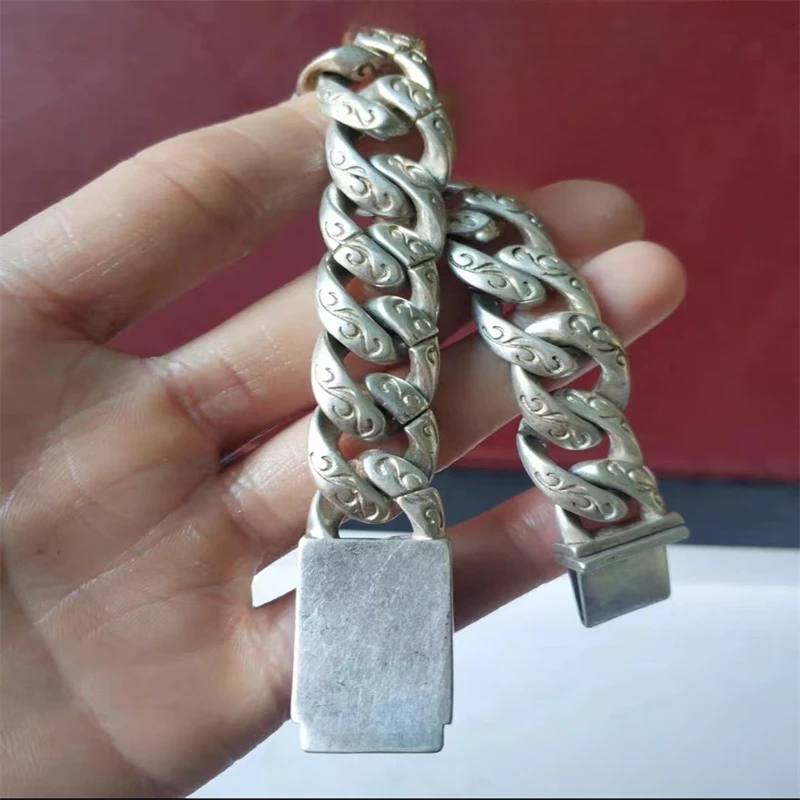 Jia Le/China Old Tibetan Silver Jungle Lion King Thick Rope Bracelet Fashion Personalized Gift for Men and Women Couples