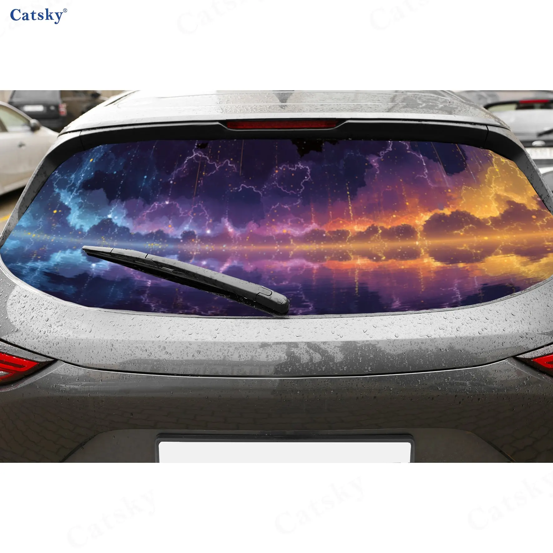 

Cosmic Nebula Aesthetic Exploration PVC Perforated Car Vinyl Wraps, Durable Car Rear Windshield Sticker, Waterproof Car Rear Win
