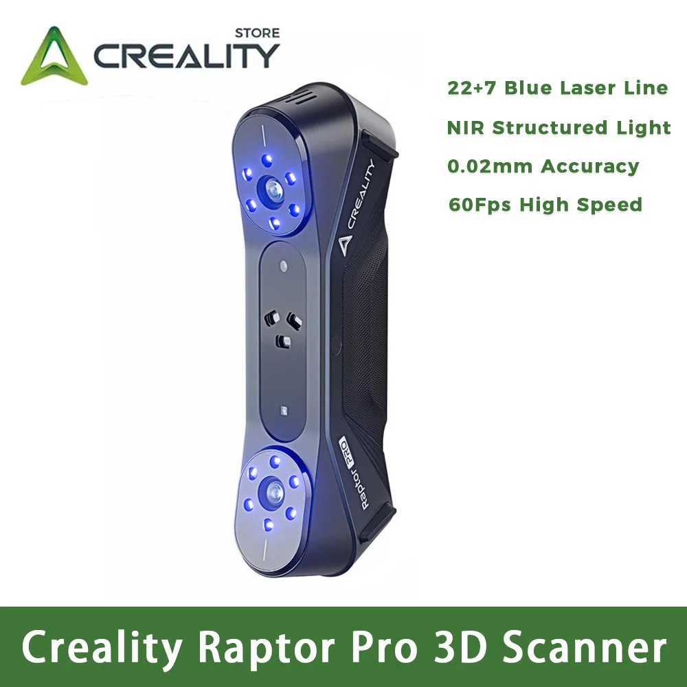 Creality Raptor Pro 3D Scanner 22+7 Blue Laser Line / NIR Light 0.02mm Accuracy 24Bit Color Scanning 60FPS Anti-Shake Tracking