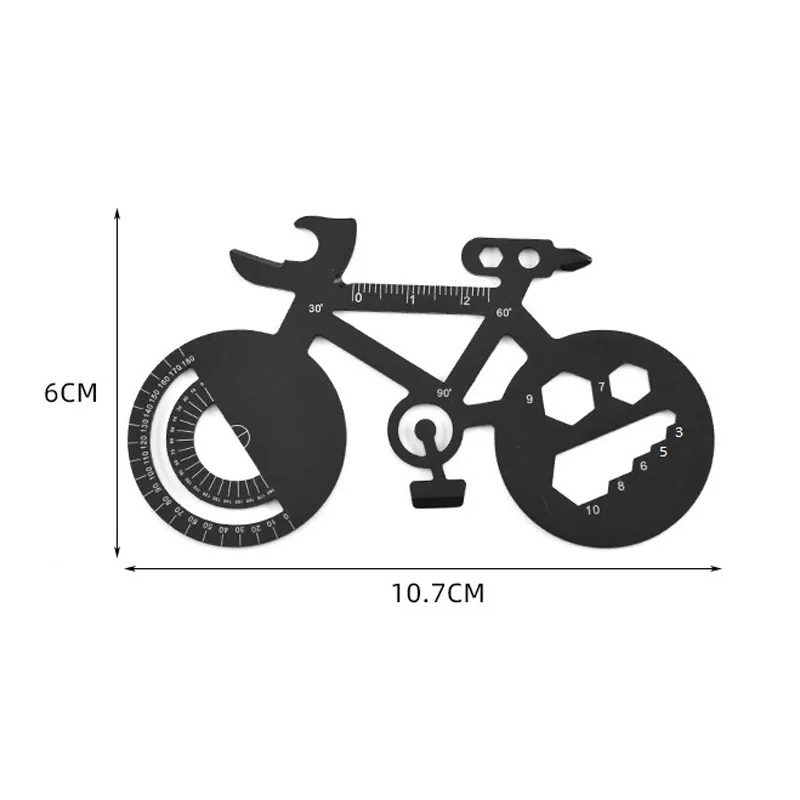 100Pcs/Lot Stainless Steel Card Black Light and Easy To Carry A Wide Range of Multi-functional Outdoor Camping Bike Shaped