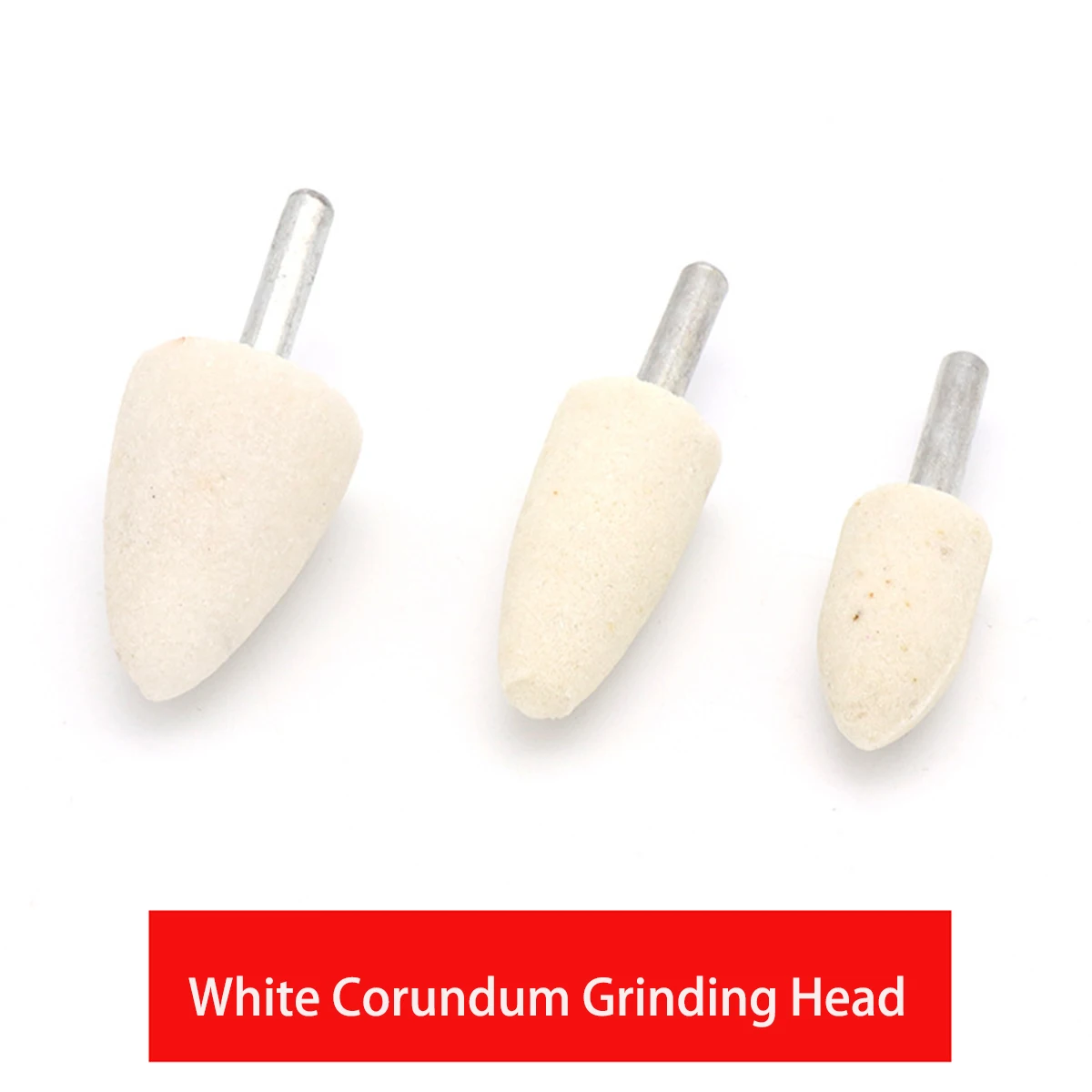 

1pcs 6mm shank White Corundum Cylindrical Conical Grinding Wheel Grinding Head 16-35mm Outer Diam for Dremel Rotary Power Tools