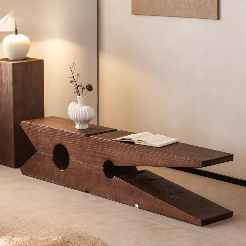 

For Solid wood bench Log dark grain black walnut bedside stool