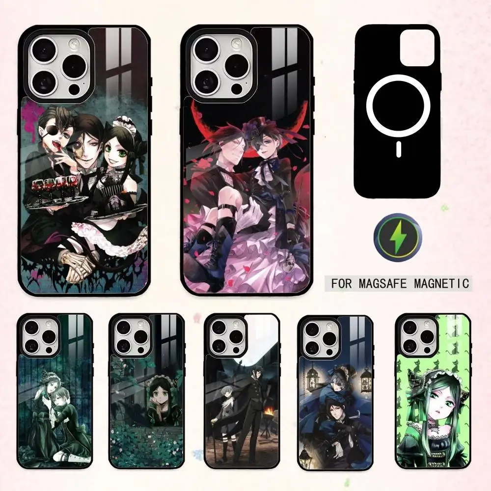 

Black Anime B-ButlerS Phone Case For iPhone17,16,15,14,13,12,11 Plus,Pro Max Magnetic For Magsafe Wireless Charging