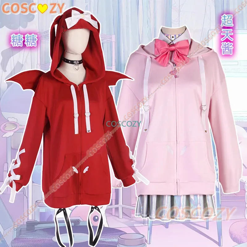 Nene 2025 juego Needy Girl sobredosis Kangle Ame disfraz diablo demonio Sudadera con capucha ala de Ángel Cosplay falda roja rosa Wi