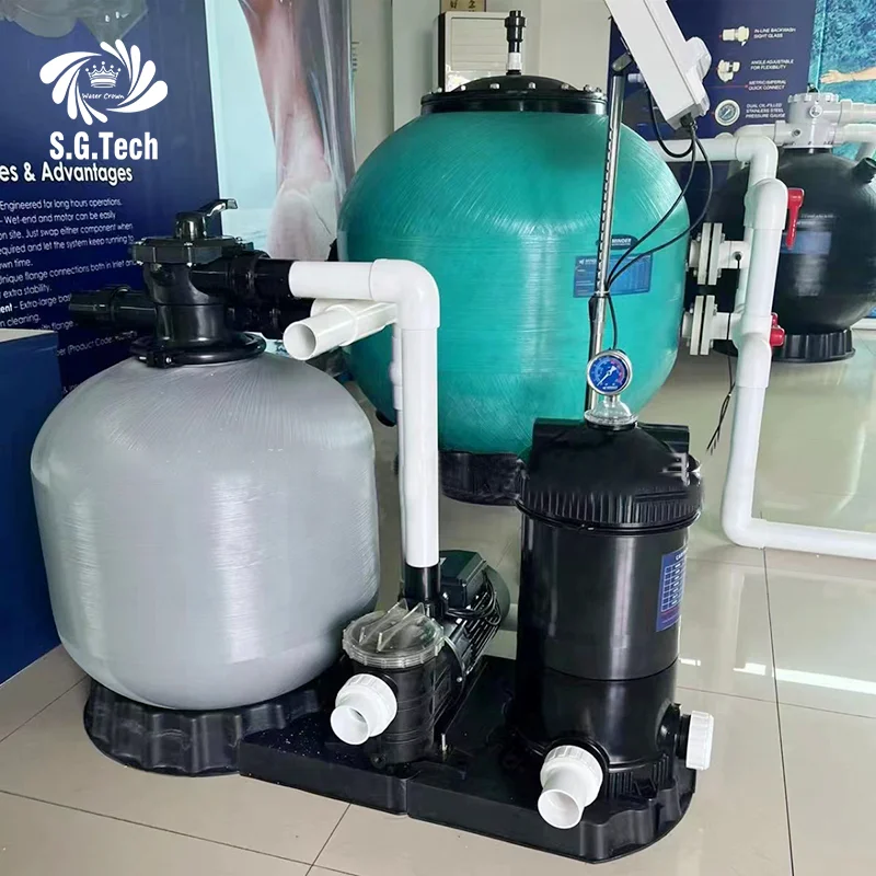 

HOTSwimming Pool Water Treatment Top Mount Fiberglass Sand Filter Pump Combo Pool Filtration Automatic Sand Filter Pump