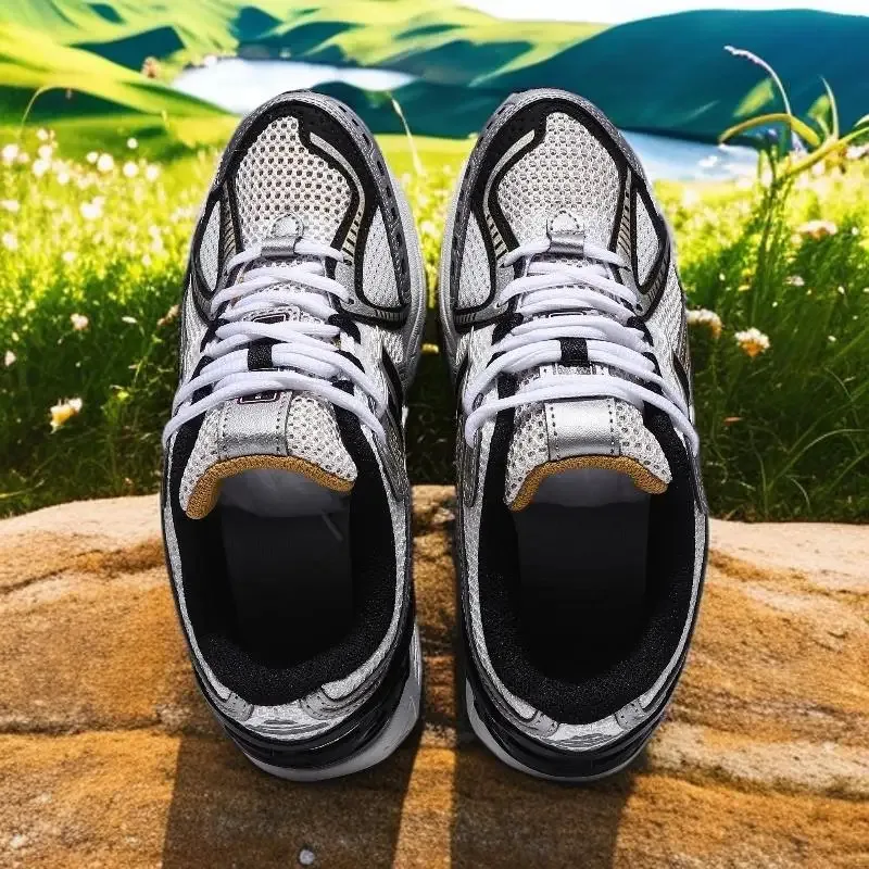 أحذية الجري الرياضية للرجال والنساء للخريف، أحذية الأب غير الرسمية، منصة فضية-أبيض-أصفر لزيادة الارتفاع #5