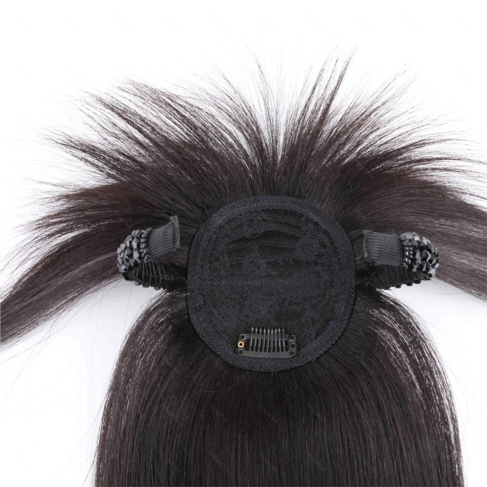 インスタント人毛ヘッドバンド前髪ウィッグ一体型本物の髪の毛トップカバー額と後頭部の白髪をカバー黒茶色