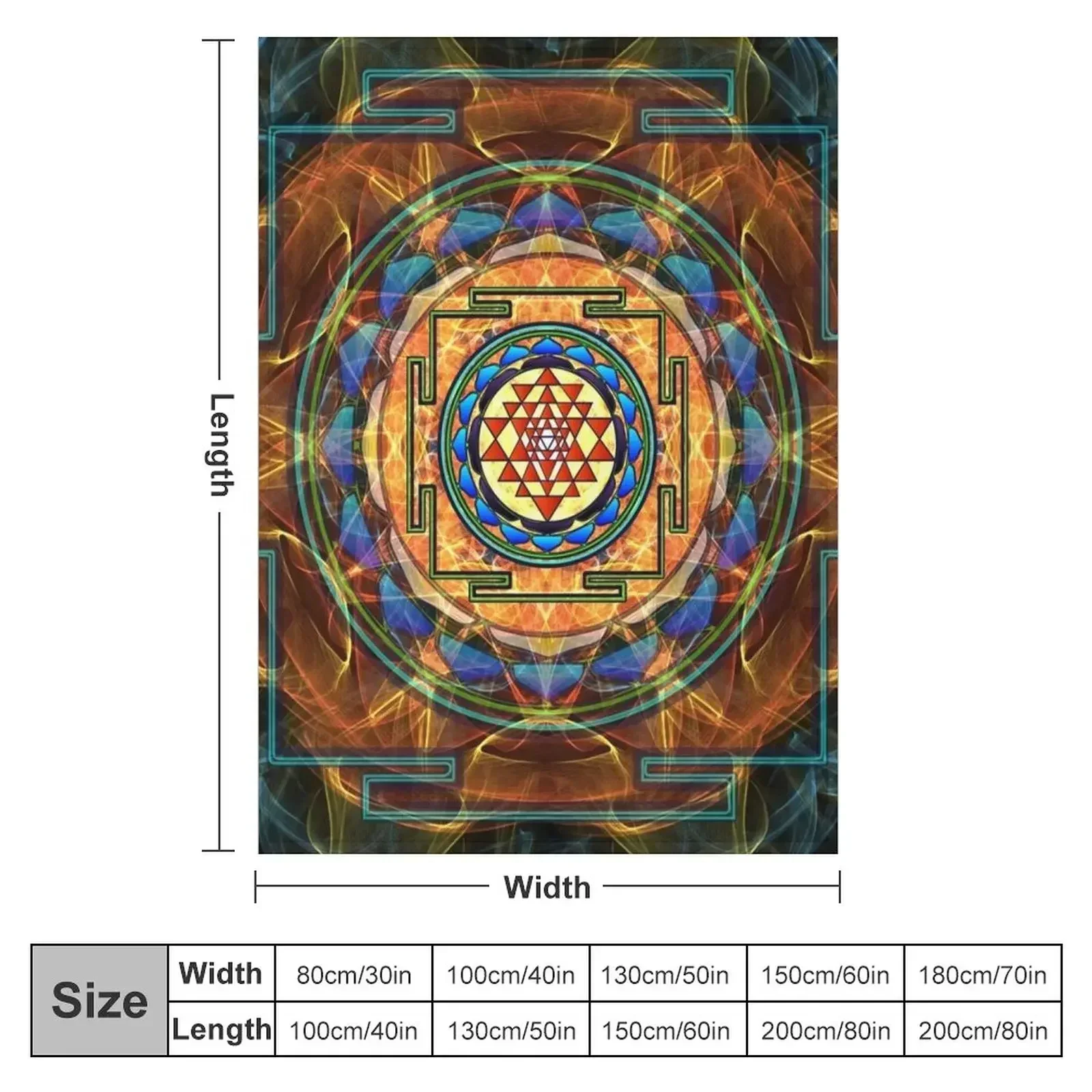 The Sri Yantra - Sacred Geometry Throw Blanket Hairy Warm Multi-Purpose Luxury St Thermal heavy to sleep Blankets