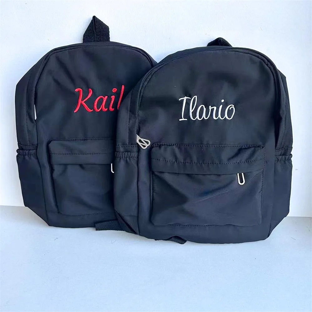 

Large Capacity Travel Bag Solid Color Junior High School Student Bag Custom Embroidery Name Women Outdoor Couple's Backpack