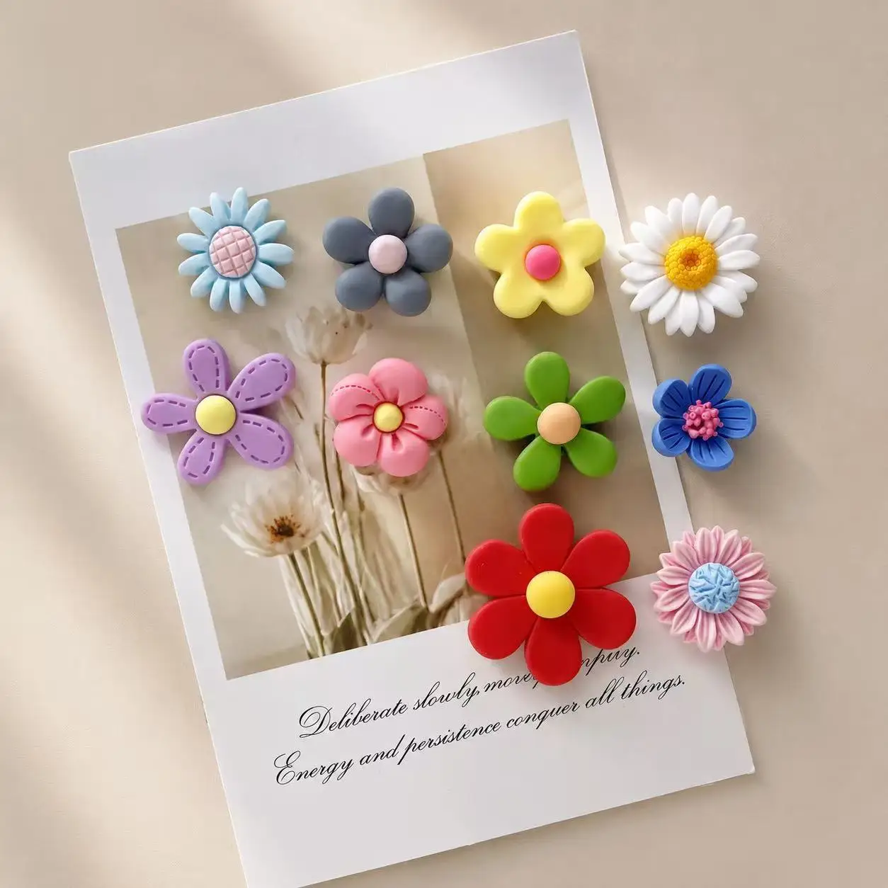 10-Piece Oval Kawaii Flower Fridge Magnets – Colorful & Strong, Perfect for Home Decor & Office Organization