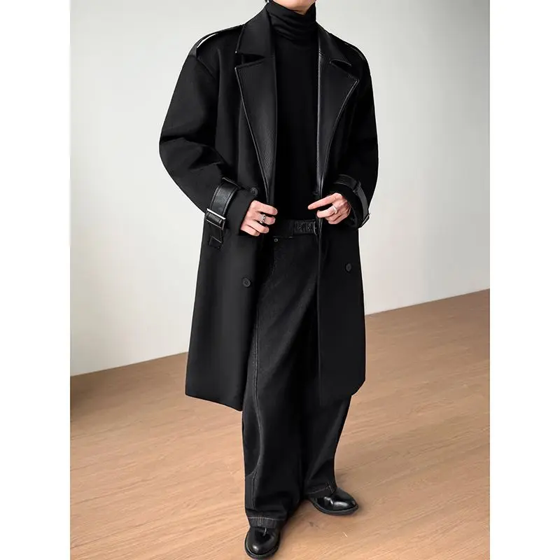 

Wool Blend Jacket Man Class Mens Sporty Quilting Korean Style Soft Irregular Panelled Designed Mock Two-Pieces Stretch Zip-Up Bf