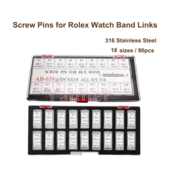 90pcs Screw Pins For Rolex Watch Links Bands Assorted 18 Sizes Professional Watch Repair Parts for Watchmakers
