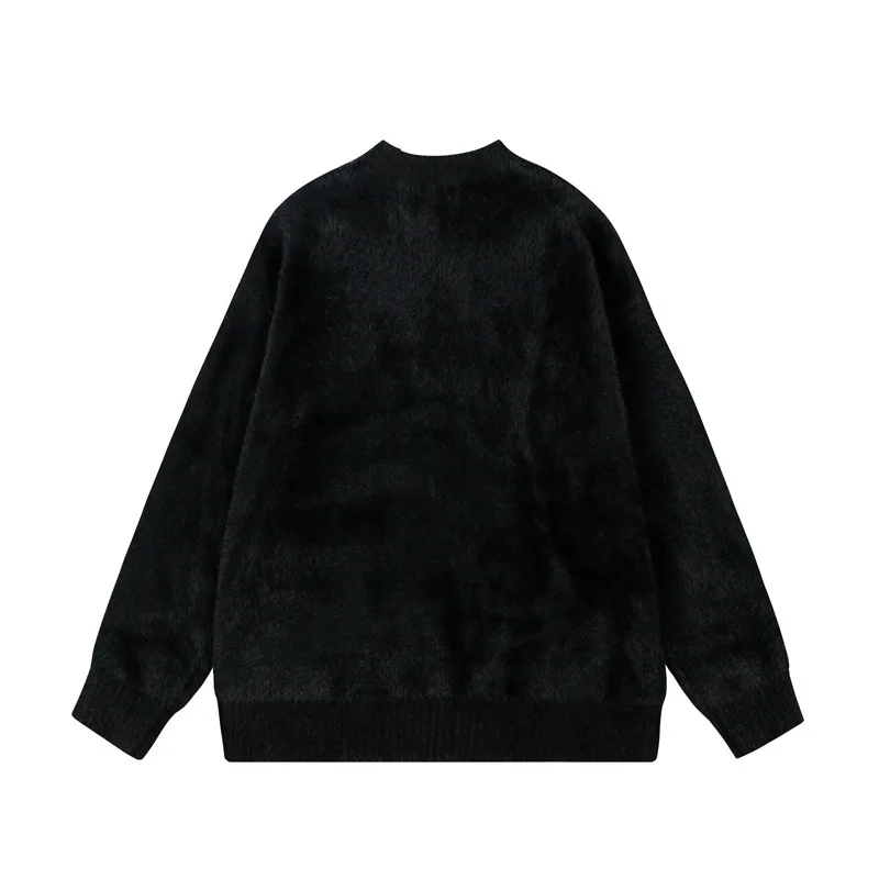 하이 스트리트 고양이 편지 자카드 스웨터 남자 가을 겨울 힙합 streetwear o-넥 니트 스웨터 여성 오버 사이즈 풀오버 탑