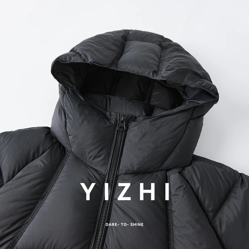 Fashion Men's 90 White Duck Down Puff Hooded Down Jacket 2025 Winter New Loose Simple Lightweight Warm Hoodie