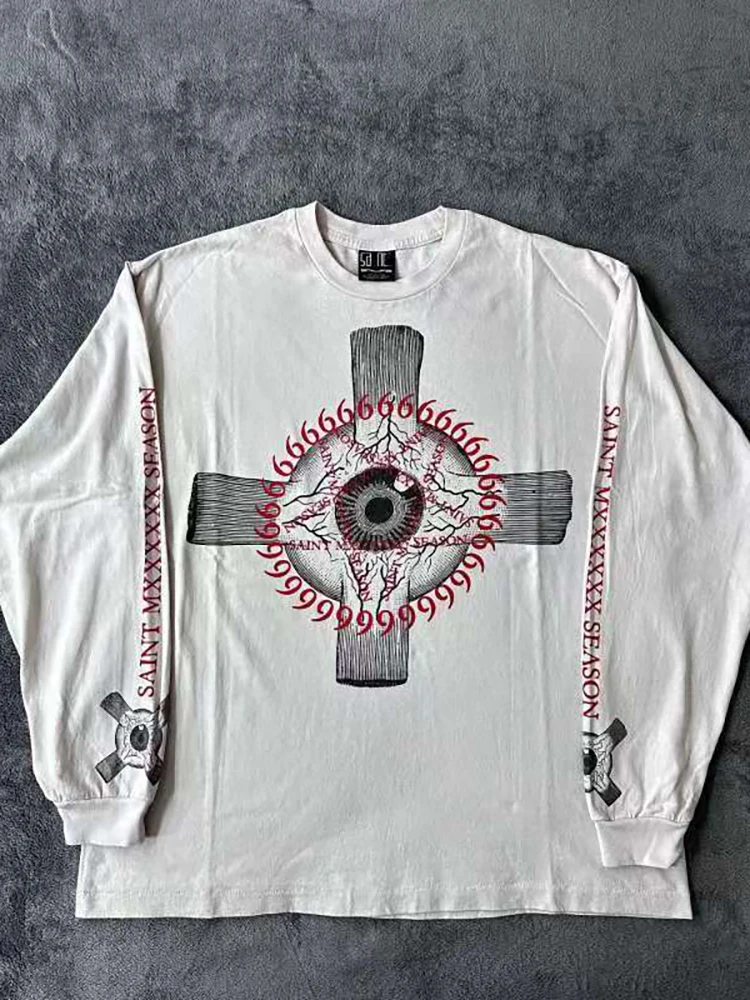 

Y2K Vintage Clothing Retro Classic Graphic Printed Loose Long Sleeve Harajuku Gothic Casual Oversized Cotton T Shirt Men Women
